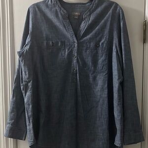 JJill Blue Linen Long Blouse, Sz Large